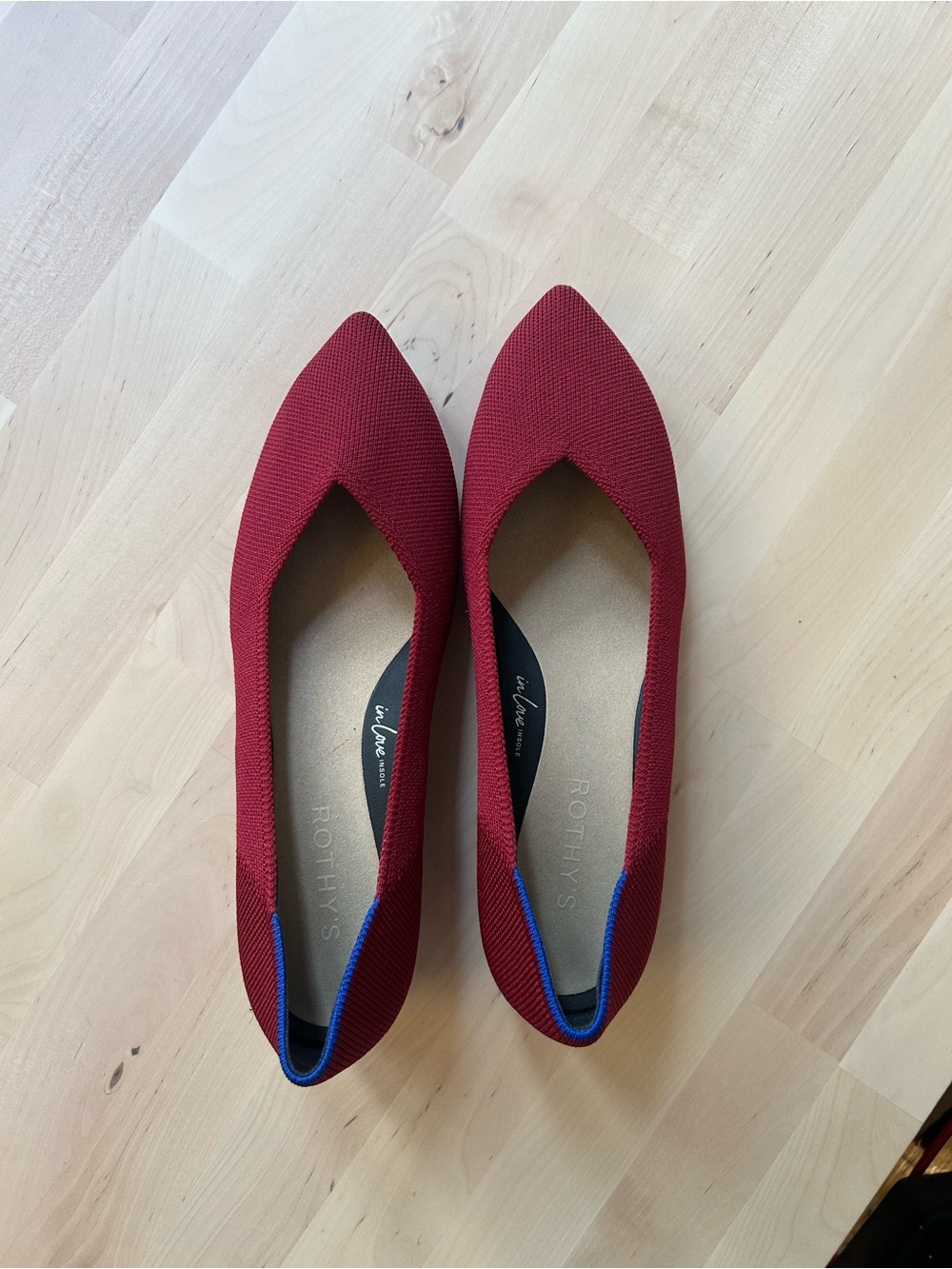 Rothy's Pointed Knit Flats in Deep Red